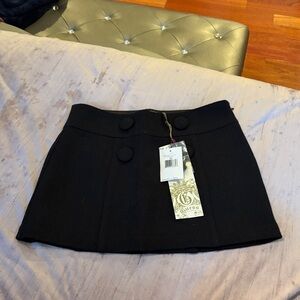 Guess Black Wool Button Front Mini Skirt Low Waist Sz 24
